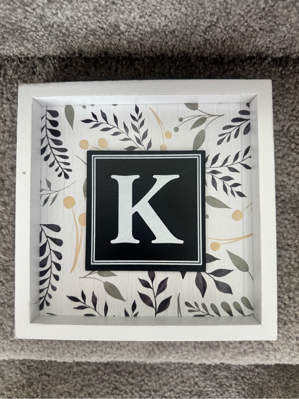 Monogram 'K' Framed Wall Decor in Black and White